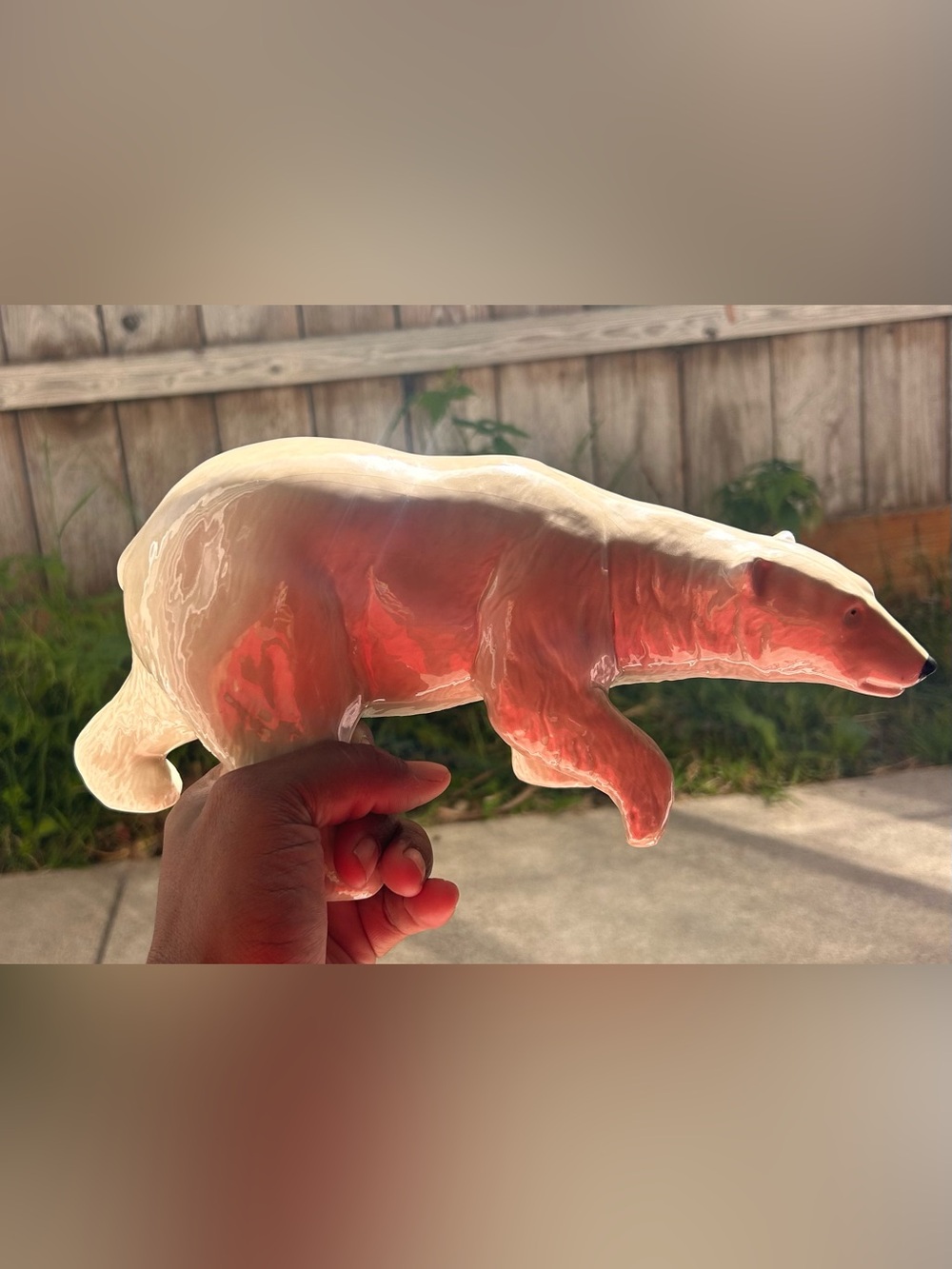 Vintage 1975 Duncan Ceramics Polar Bear Figurine Large 12" Walking White Retro